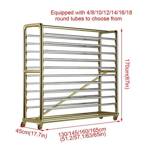 Built Tough Fabric Roll Storage Rack With Adjustable Pulley And Dual Tier Organizer, 170cm high, mobile display for vinyl rolls.
