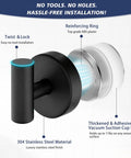 No Sweat Heavy Duty Suction Cup Shower Hooks In Matte Black For Easy Bathroom Setup With Solid Grip Twist Lock Design.