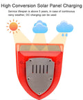 High conversion solar panel charging on all weather water level alarm with dual probes solar powered 129 dB red strobe siren