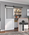 4 Ft Sliding Barn Door Hardware Kit For Single Door - Heavy Duty Black Track System installed in modern living area