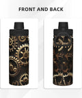 Steampunk Gears Print Insulated Water Bottle For Gym And Outdoor Adventures Double Wall Stainless Steel Hydration Bottle