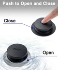 Top Shelf All Metal Bathtub Drain Stopper Kit Featuring Tip Toe Kick Down Plug and Universal Two Hole Overflow Faceplate with push operation.