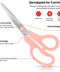 Three Pack 8 Inch All Purpose Scissors Heavy Duty Ergonomic Comfort Grip Workhorse For Office Home School Arts And Crafts Cutting Paper Cardboard Fabric Photos Projects pink scissors with stainless steel blades