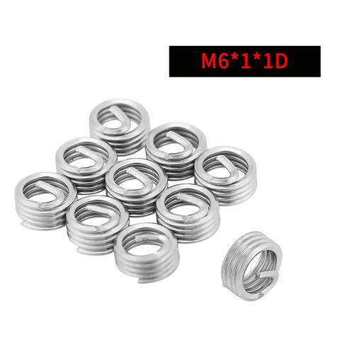 M6 1.0 1D Stainless Steel Threaded Inserts Kit 100 Pcs Helical Coil Wire Thread Repair for Aluminum and Soft Metals
