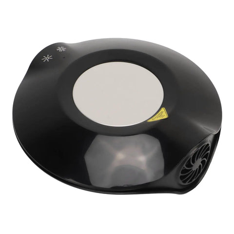 USB Powered Electric Coffee Warmer And Cooler Cup Coaster Legit dual temperature control base in sleek black design.