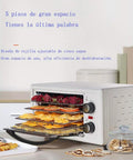 Built Tough Five Layer Food Dehydrator With Sleek Digital Temp And Timer Controls showing stacked trays of dried fruits and veggies.