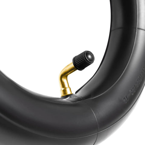 Heavy Duty 10x2 Inner Tubes, 40 Percent Thicker, 2 Pack, angled valve stem detail for electric scooters, eBikes, and strollers.