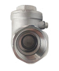 1-inch NPT swing check valve, female threaded, CF8M SS316 stainless steel, front view