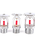Heavy Duty Five Pack of 68 Degree Quick Response Fire Sprinkler Heads with chrome finish, three different sizes, designed for commercial areas.