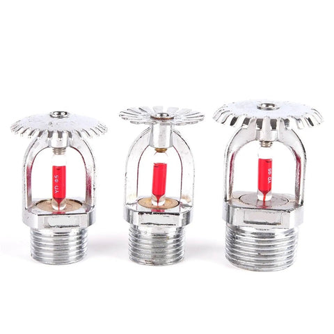 Heavy Duty Five Pack of 68 Degree Quick Response Fire Sprinkler Heads with chrome finish, three different sizes, designed for commercial areas.