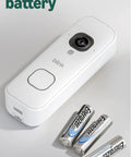 Totally Wire Free Wireless Video Doorbell Camera With Killer 2K Definition And Head To Toe View Featuring Enhanced Audio and Sync Hub showing long-lasting battery with Energizer cells.