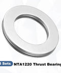 Four Pack NTA1220 Thrust Needle Roller Bearings With Matching Washers 3/4 Inch Inner Diameter close-up view of a washer.
