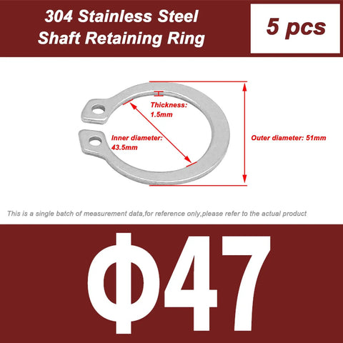 Rock Solid External Circlips C Clips Snap Rings 304 Stainless Steel Retaining Clip Ring For Automotive Engines And Heavy Machinery Bearings 47 Mm Shop Grade
