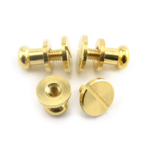 Top Notch Solid Brass Sam Browne Screw Studs With Nail Round Rivet Ends Great For Kickass DIY Leather Projects Belt Hardware Bag Embellishments And Sneaker Customizing Eight Piece Set Six Millimeter Heads