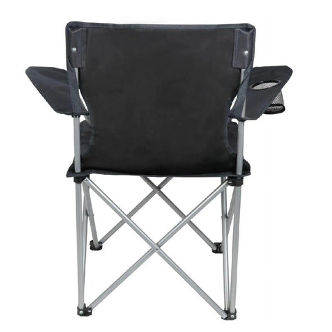 Back view of Quad Folding Camping Chair With Cup Holder Portable Beach Ready And Lawn Seat For Outdoor Sports Easy Setup Sturdy 225 Lb Capacity