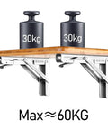 Heavy Duty Shelf Brackets 2 Pack 8 Inch Folding Wall Mount Supports Stainless Steel with weights showing 60KG max load.