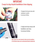 Two steps to stop bicycle handlebars slipping: roughen stem, apply anti-slip cream for increased friction.