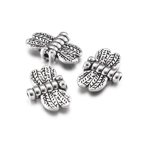 Antique Silver Dragonfly Spacer Beads Pack Of 50 For Jewelry Making 10x15mm Zinc Alloy Insect Charms With 1mm Holes Perfect For Crafting