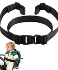 Two-Stage Child Safety Harness for Bikes Trikes and Motorcycles Adjustable safety belt depicted with a child seated securely