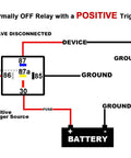 Diagram of 24 Volt Thirty And Forty Amp SPDT Automotive Relay Kit with positive trigger wiring for automotive use