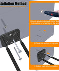 Installation method for Beefy 12.4 Inch Heavy-Duty Wall Mount Garage Hooks 2-Pack Rustproof Steel Hangers showing drill and anchor setup.