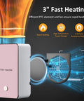 Portable Mini Space Heater For Home Office Desktop Pink With Auto Shut Off Safety Rotatable Stand in operation.