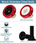 18mm Red Flat Black Bolt Washer Kit For Widebody Fender Flares Stealth Aluminum Hardware Pack shown with black and silver bolts