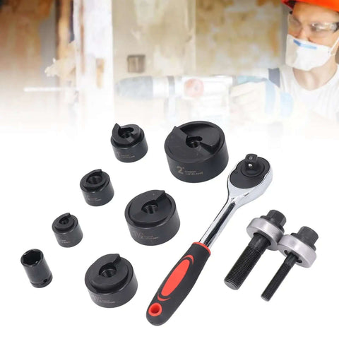 Ratchet Knockout Hole Punch Driver Kit For Pros Multifunctional Manual Ratchet Hole Cutter Tool with 6 punch sizes for metalwork
