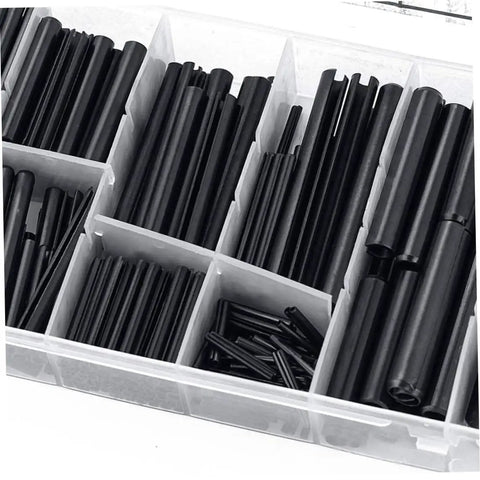 Pro Grade Roll Pins Assortment Kit With Slotted Spring Dowel Pins 450 Pcs For Cogs And Wheels in plastic organizer