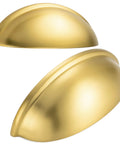 Brushed Gold Cup Drawer Pulls 3 Inch 76mm Set of 10 Durable Metal Cabinet Handles with Two Screw Sizes for Kitchen Cabinets