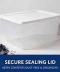 Kick Closet Clutter To The Curb With This Dang Sturdy 58 Quart Medium Clear Plastic Storage Bin Featuring A Secure Snap On Lid.