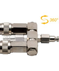 Two Way Air Manifold 3 Port Industrial Pneumatic Quick Connect Swivel Socket 360 Degree Hose Splitter Line Connector