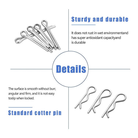 620 Pcs Cotter Pins Assortment Kit With Hairpin Cotter Pins And R Clips In 12 Sizes For Hitch Pin Lock Systems Zinc Plated for durability