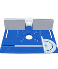Heavy Duty Aluminum Router Lift Kit With Precision Miter Guide And Sturdy Mounting Bracket Fits 65 Millimeter Motors, blue lift plate with guide