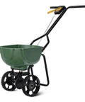 Fertilizer Spreader For Lawn With Even Coverage All Season Workhorse, Multi Gear Control, durable steel frame, plastic hopper