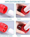 Two-piece red plastic inner-outer pipe deburring reamer for PVC and metal tubes (3/16–1-1/4 in)