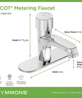 SLS 7000 DP4 Scot Metering Lavatory Faucet With Four Inch Deck Plate In Polished Chrome Low Flow 0.5 GPM With Adjustable Timing