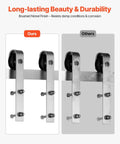 6.6-Foot Brushed Nickel Sliding Barn Door Hardware Kit With 330 Lb Weight Capacity, side by side comparison, brushed vs others