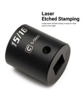 15/16 inch socket with laser etching from Three Eighths Inch Drive Master Impact Socket Set With Adapters And Extensions In Premium Chrome Molybdenum
