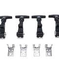 Beefy 4 Piece Elastic Stainless Steel Hood Latch Kit with T Handle Hasp for car engine hood, toolbox, and marine, 14cm brackets