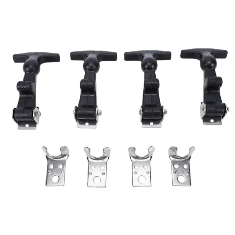 Beefy 4 Piece Elastic Stainless Steel Hood Latch Kit with T Handle Hasp for car engine hood, toolbox, and marine, 14cm brackets