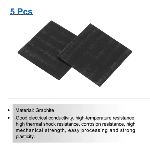 Rectangle Graphite Block Set 50x50x2mm High Purity Graphite Electrode Plates For Melting Metal, Casting And Electrolysis, Pro Grade Ingot Sheets Pack Of 5