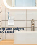 Two Pack Wall Mounted Remote Control Holder Set With Self Adhesive Backing And Screws, White Finish, in modern bathroom