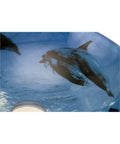 Sick Dope Blue Dolphin Tempered Glass Round Vessel Sink For Countertop Bathroom 16.5 Inch Blue Glass Bowl With Chrome Drain Ocean Themed Modern
