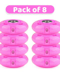 Pack of 8 LED Light Up Inline Skate Wheels With Bushings For Kids And Beginners Set Of 64mm 70mm 72mm 76mm And 80mm Soft 85 88A Pink