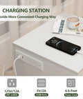 Ultra Sleek White Nightstand Packs A Rapid Charging Hub And Ambient Led Lighting While Guarding A Legit Hidden Safe For Stashing Cash And Electronics Plus Extra Power Outlets with charging station and phone.