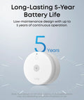 Ultra Slim Smoke Detector With Dead Simple Setup And Ul Certified Safety That Crushes False Alarms To Keep Your House Safe And Secure Without Any Hassles Or Headaches, showing 5-year battery life.