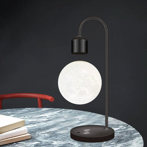 Floating Moon Lamp With Built In Qi Wireless Charger Modern Levitating Light With Touch Control For A Warm Ambience Night Light Sleek