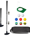 All In One Adjustable Mini Golf Putter Set With 8 Practice Balls Dual Direction Putters For Men Women Right Or Left Handed Perfect For Backyard Sessions And Office Breaks A Cool Gift Idea, showing putter with green cup and colored balls.