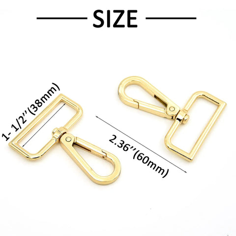 Heavy Duty Gold Zinc Alloy Swivel Lobster Clasps With Push Gate Snaphooks Built Tough For Keychains And Purse Making. Size 60mm by 38mm.